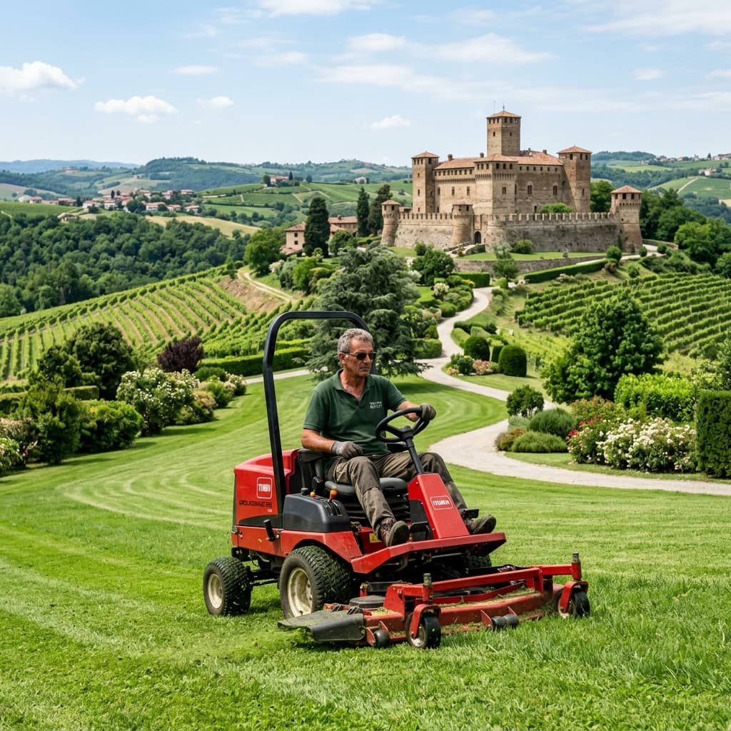 Giardinieri al lavoro a Castelnuovo Don Bosco per manutenzione verde