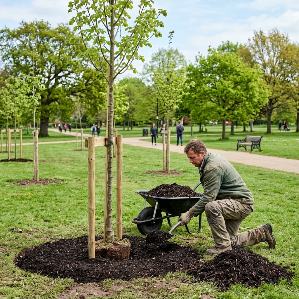 Giardinieri al lavoro a Collegno per manutenzione verde