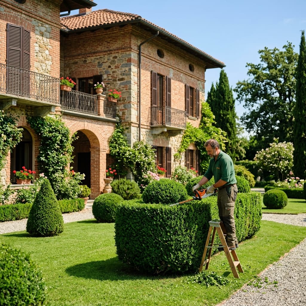 Giardinieri al lavoro a Passerano Marmorito per manutenzione verde